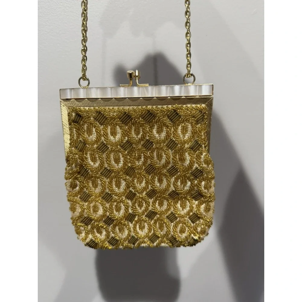 Vintage Gold Beaded Handbag Fine‎ Arts Bag Co Inc Stunning Beadwork 6x7